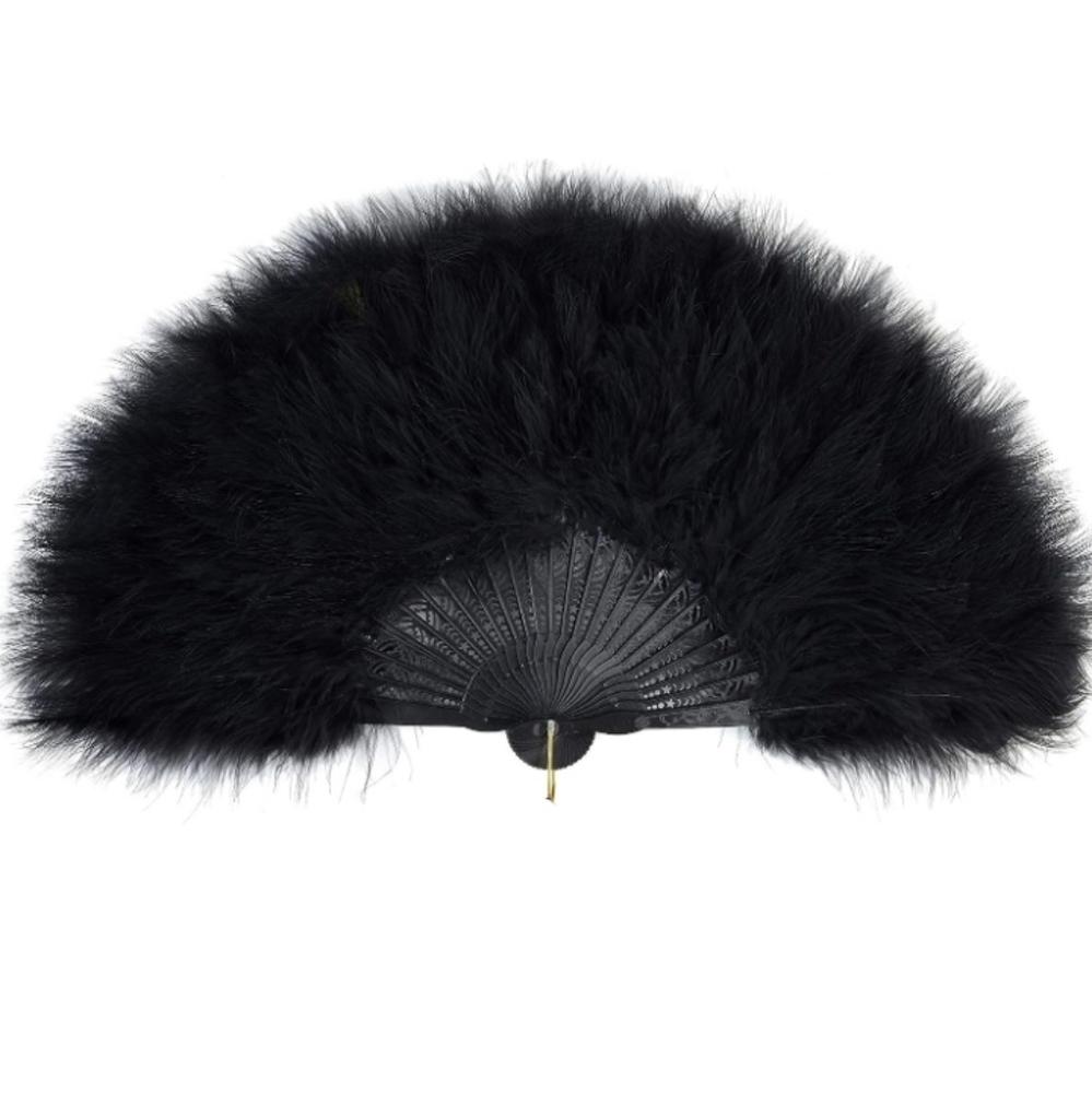 BABEYOND Marabou Feather Fan 20s Vintage Folding Fan